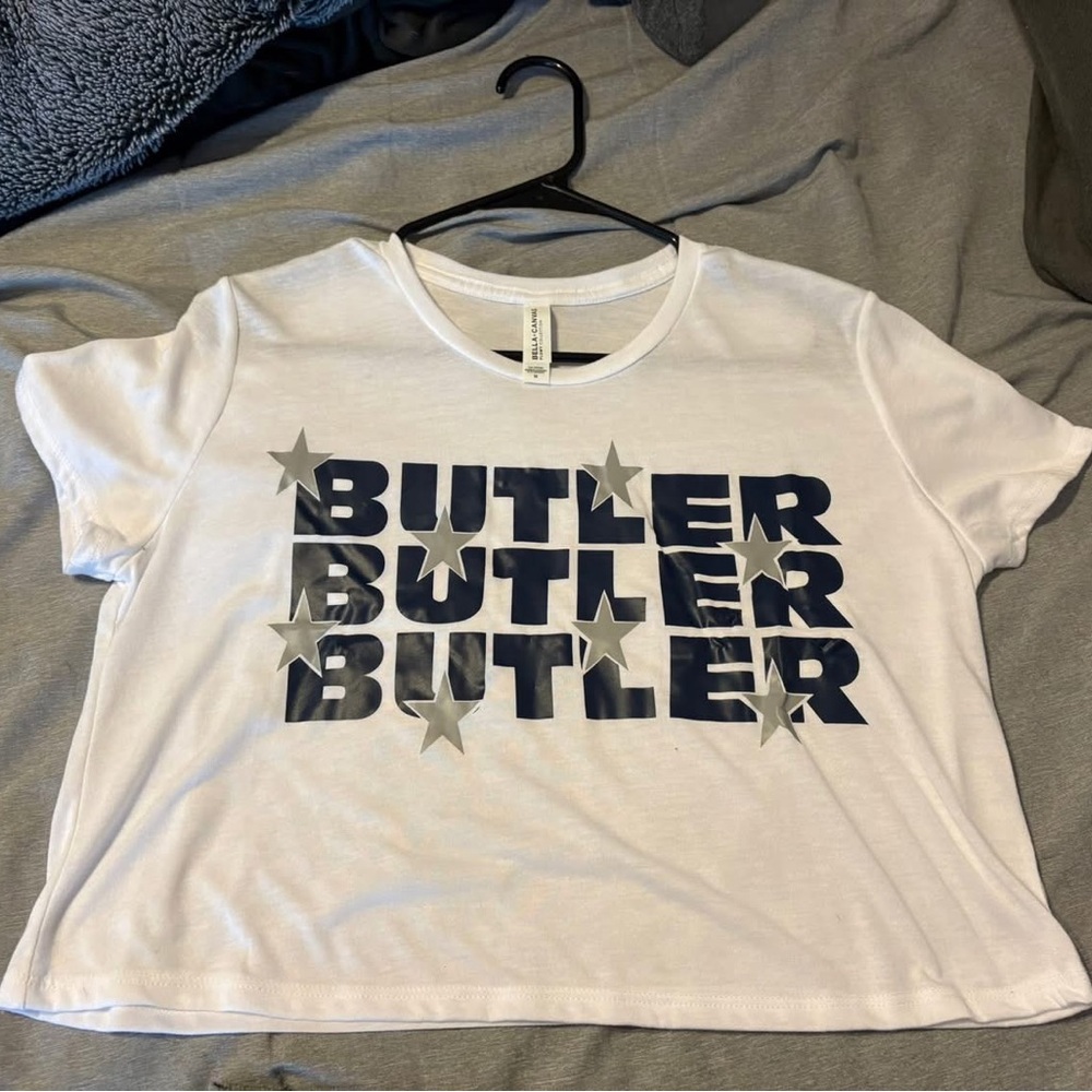 Butler Bulldogs White Graphic Tee with Blue and Gray Accents